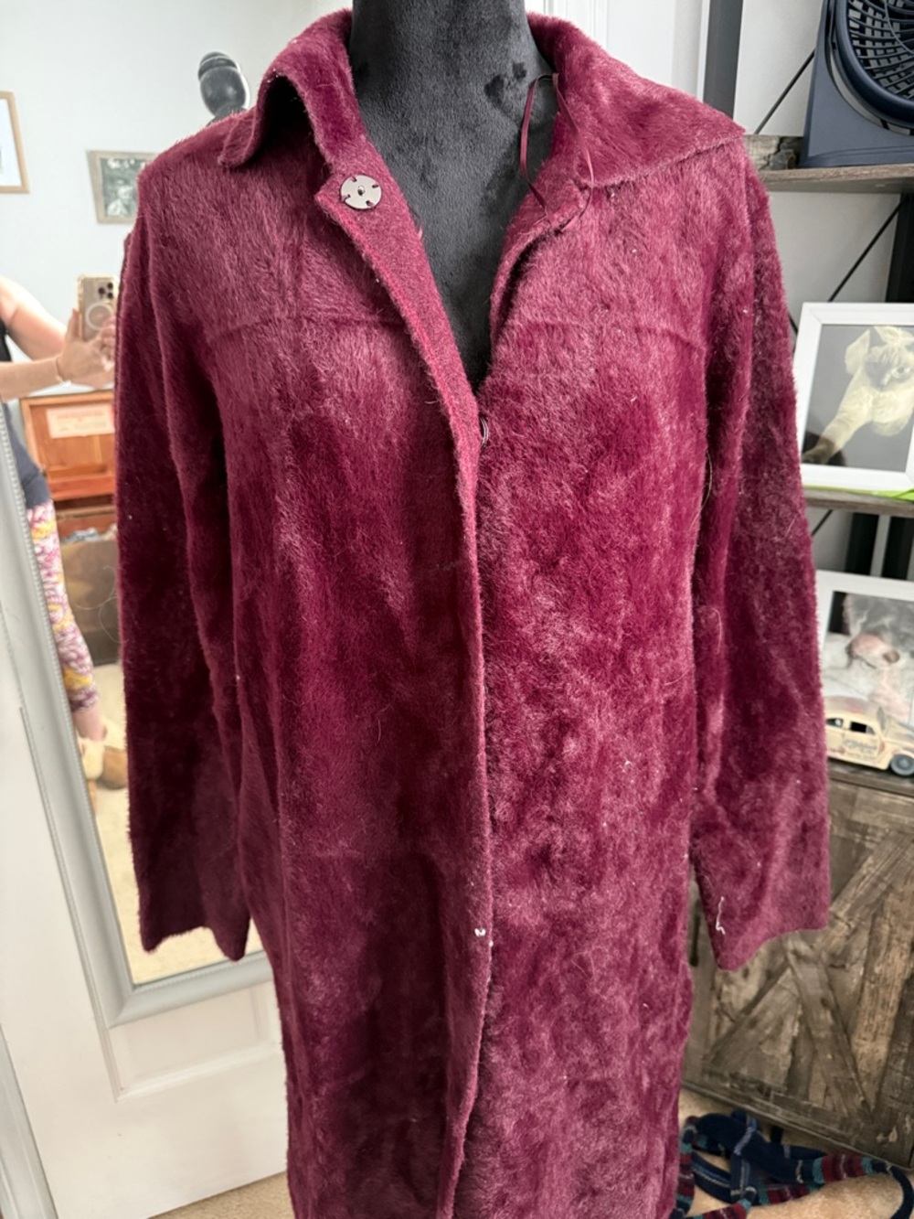 Cyrus Burgundy Plush Long Cardigan